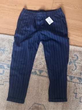 NWT Women’s HATCH Voyage Stripe' Navy Pinstripe Pull-On Pants